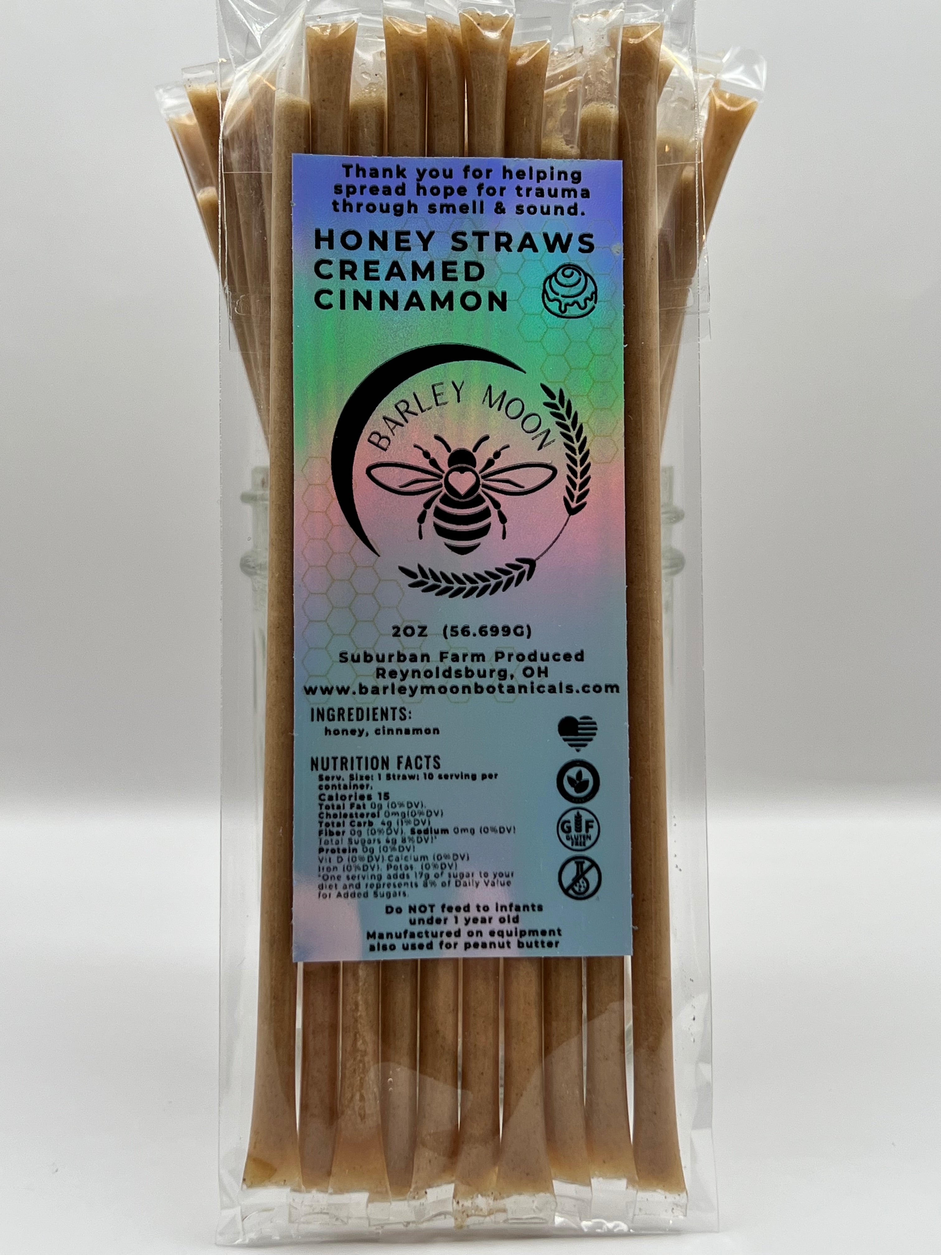 Creamed Cinnamon Honey Straws - Barley Moon Botanicals -  Pure Honey, Natural Ingredients