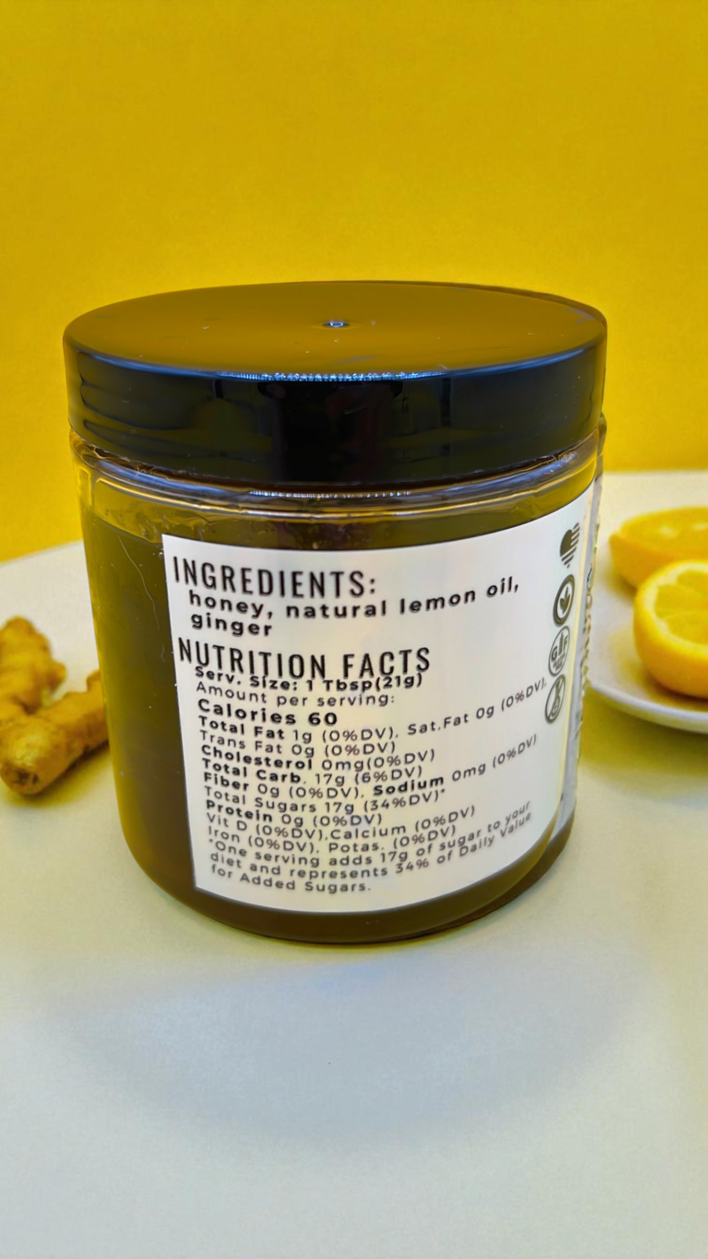 Infused Honey Lemon Ginger - Barley Moon Botanicals - Pure Honey, Natural Ingredients
