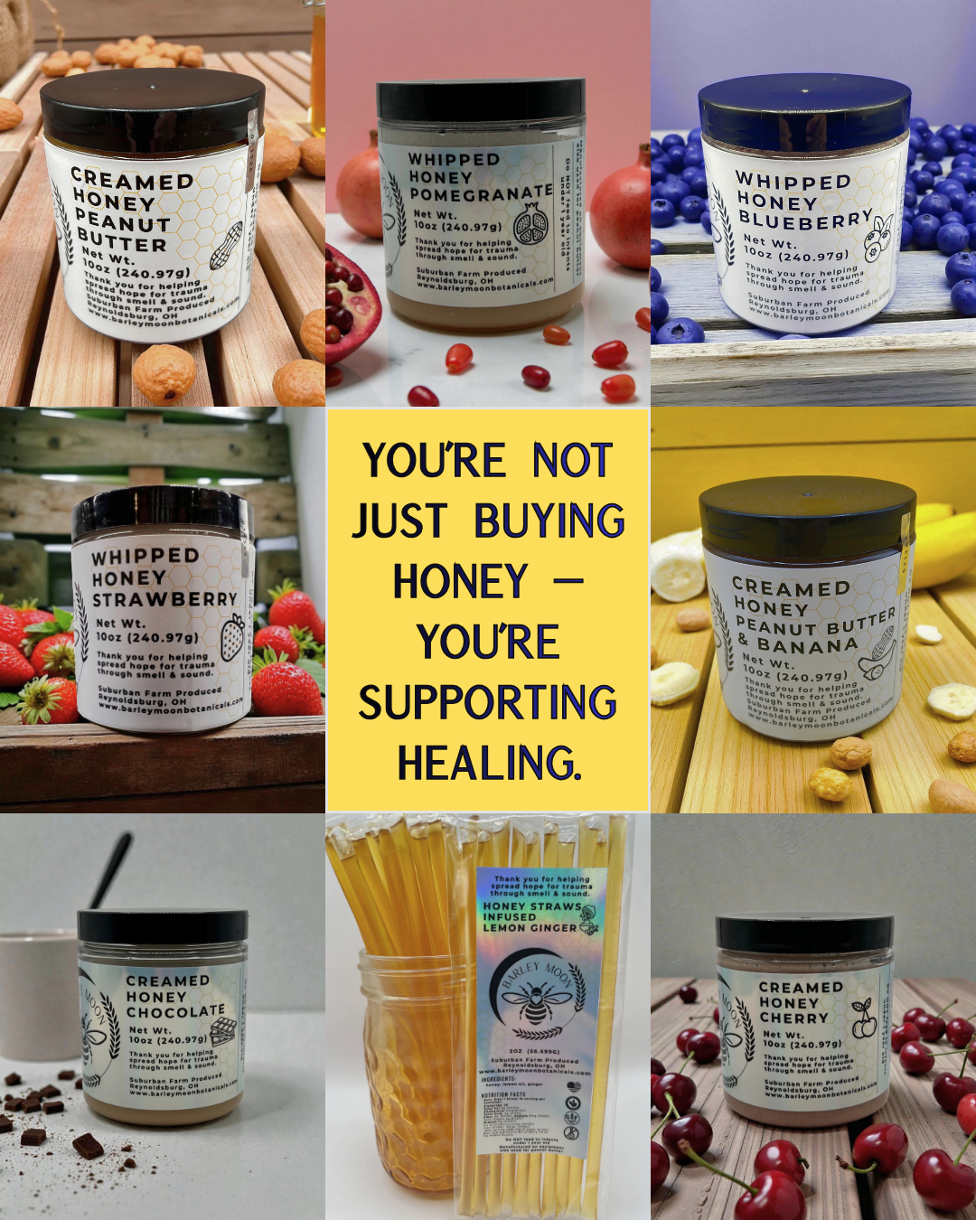 Whipped Honey Pomegranate - Barley Moon Botanicals - Pure Honey, Natural Ingredients