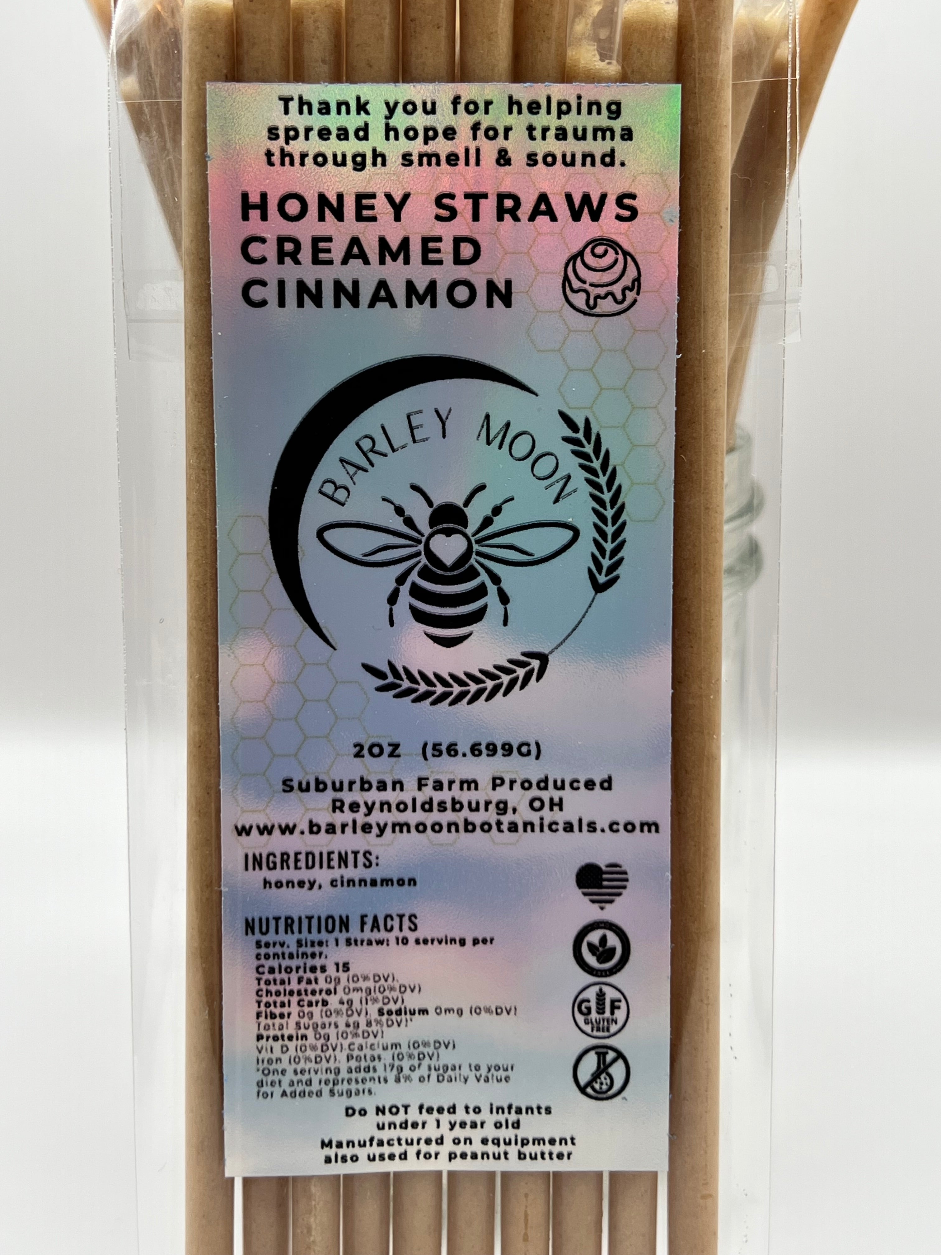Creamed Cinnamon Honey Straws - Barley Moon Botanicals -  Pure Honey, Natural Ingredients