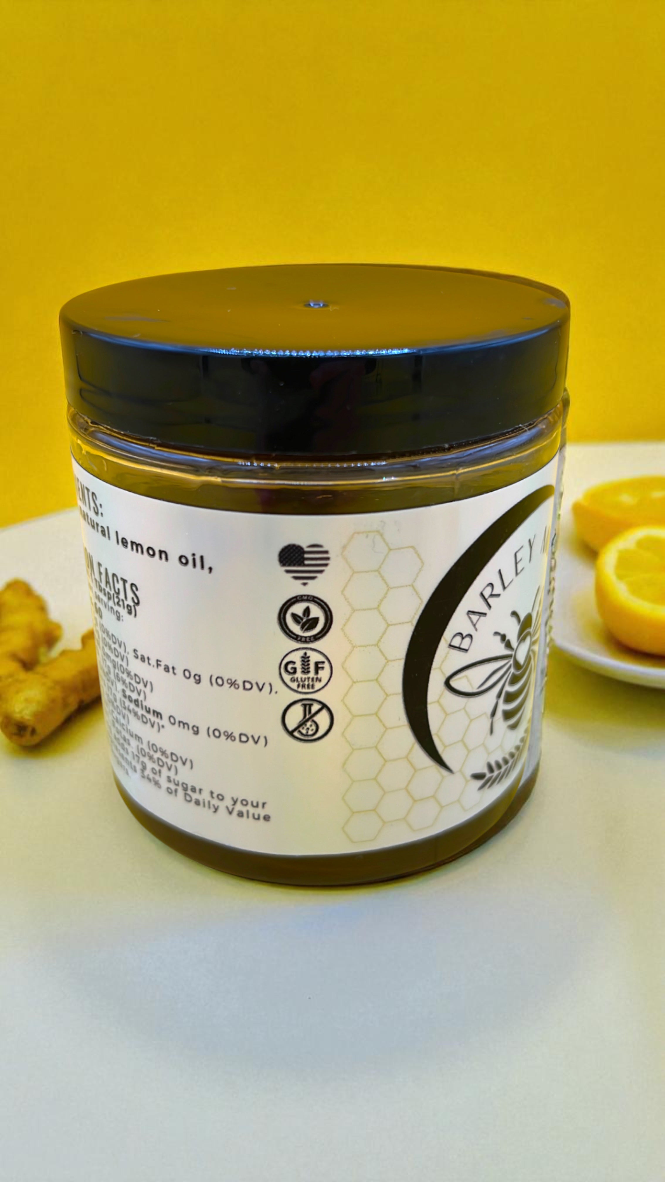 Infused Honey Lemon Ginger - Barley Moon Botanicals - Pure Honey, Natural Ingredients