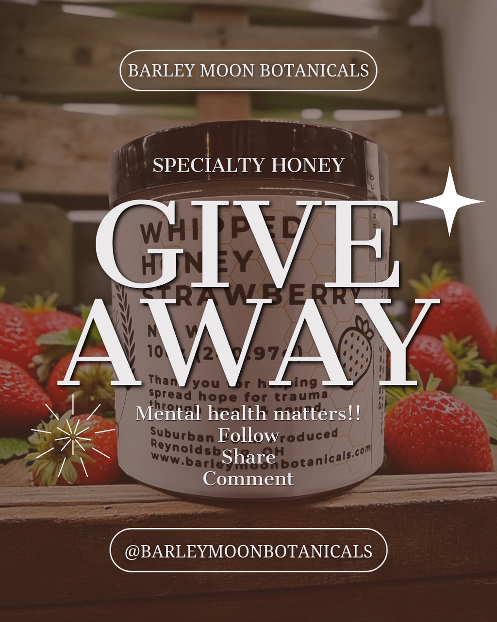 Whipped Honey Pomegranate - Barley Moon Botanicals - Pure Honey, Natural Ingredients