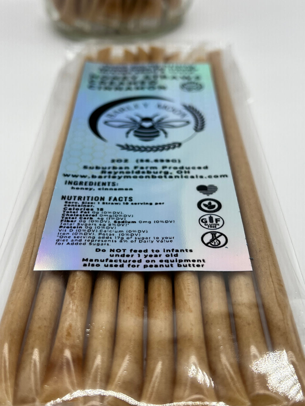 Creamed Cinnamon Honey Straws - Barley Moon Botanicals -  Pure Honey, Natural Ingredients
