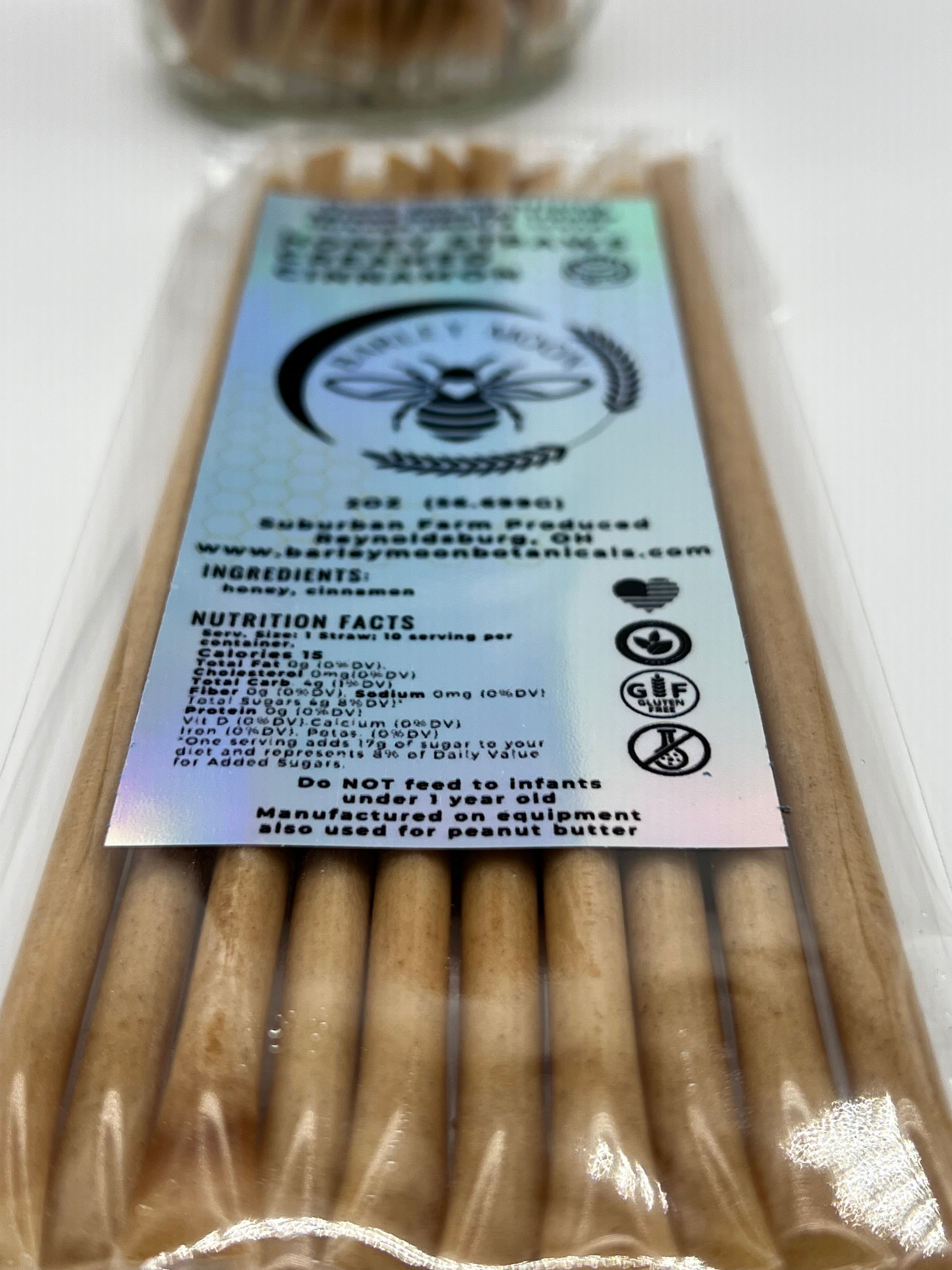 Creamed Cinnamon Honey Straws - Barley Moon Botanicals -  Pure Honey, Natural Ingredients
