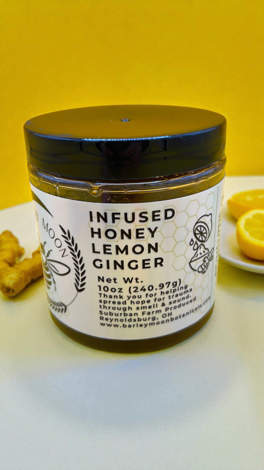 Infused Honey Lemon Ginger - Barley Moon Botanicals - Pure Honey, Natural Ingredients
