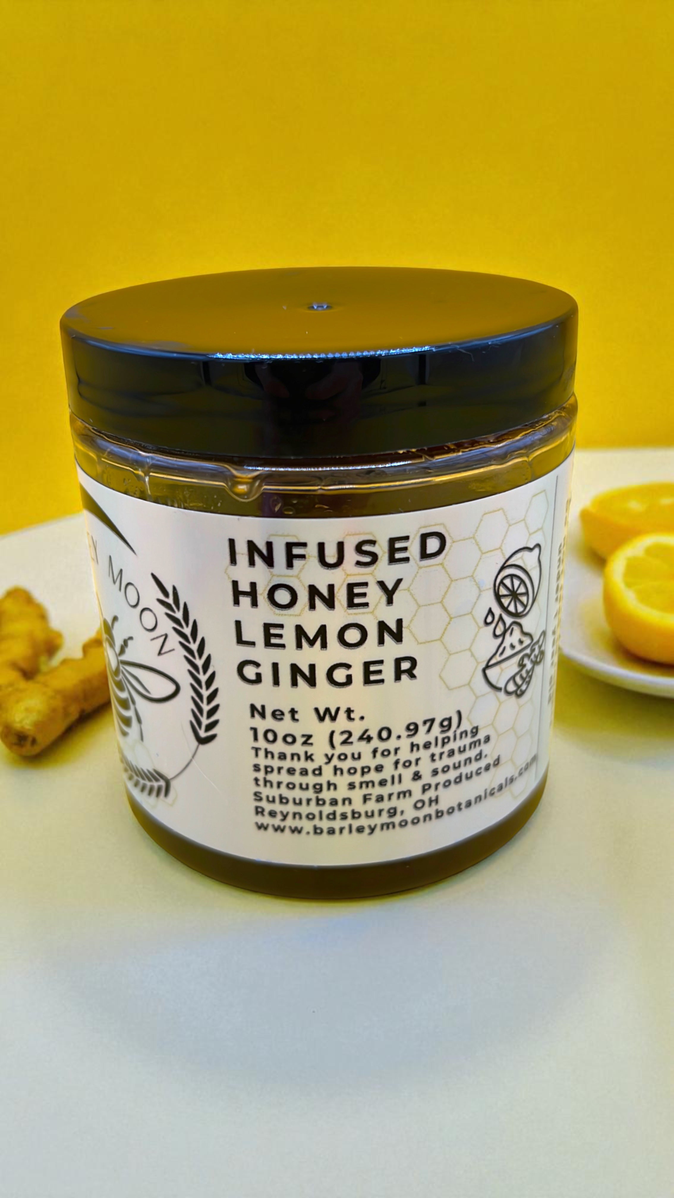 Infused Honey Lemon Ginger - Barley Moon Botanicals - Pure Honey, Natural Ingredients