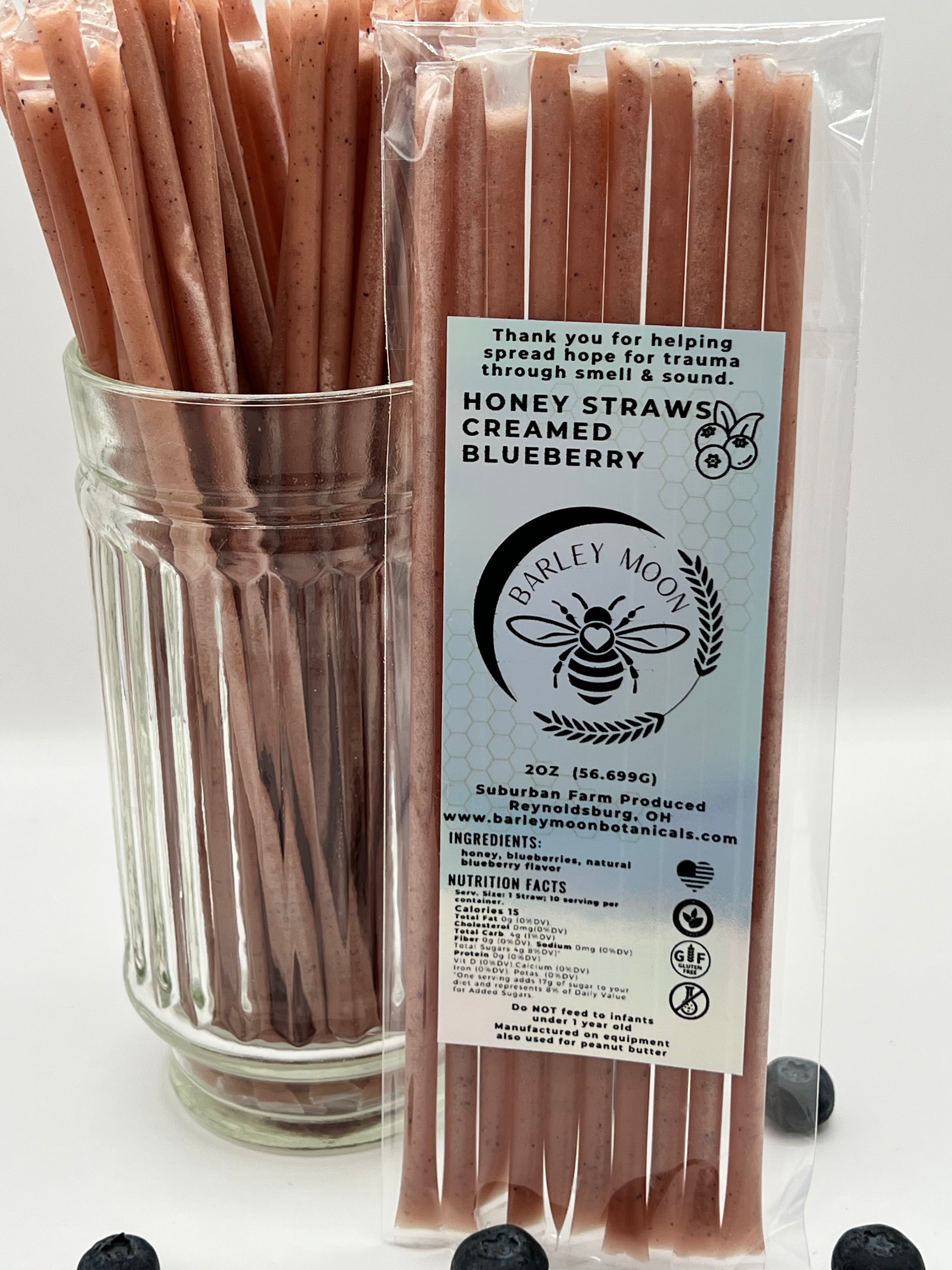 Honey Straws - Creamed Blueberry - Barley Moon Botanicals - Pure Honey, Natural Ingredients