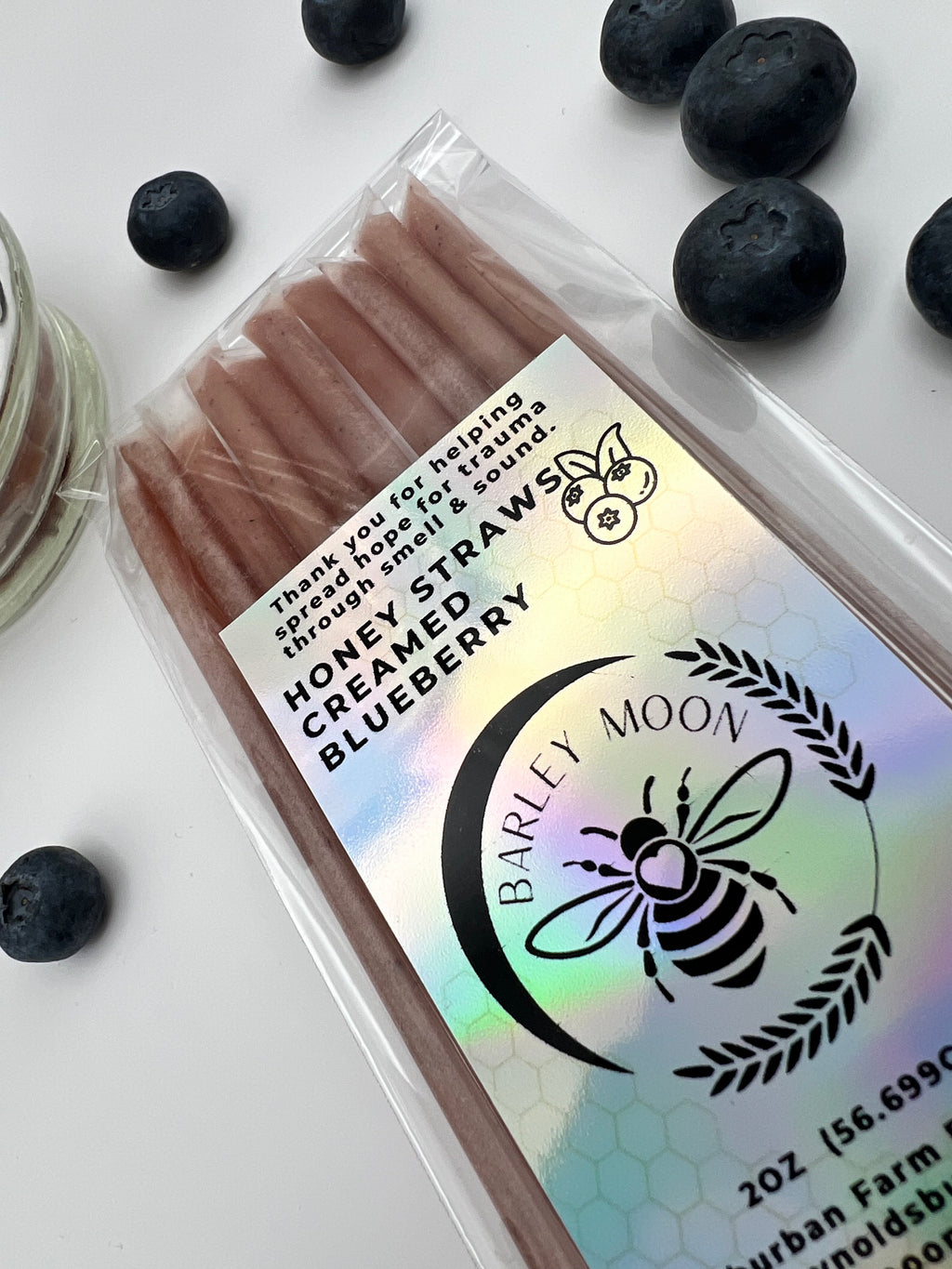 Honey Straws - Creamed Blueberry - Barley Moon Botanicals - Pure Honey, Natural Ingredients