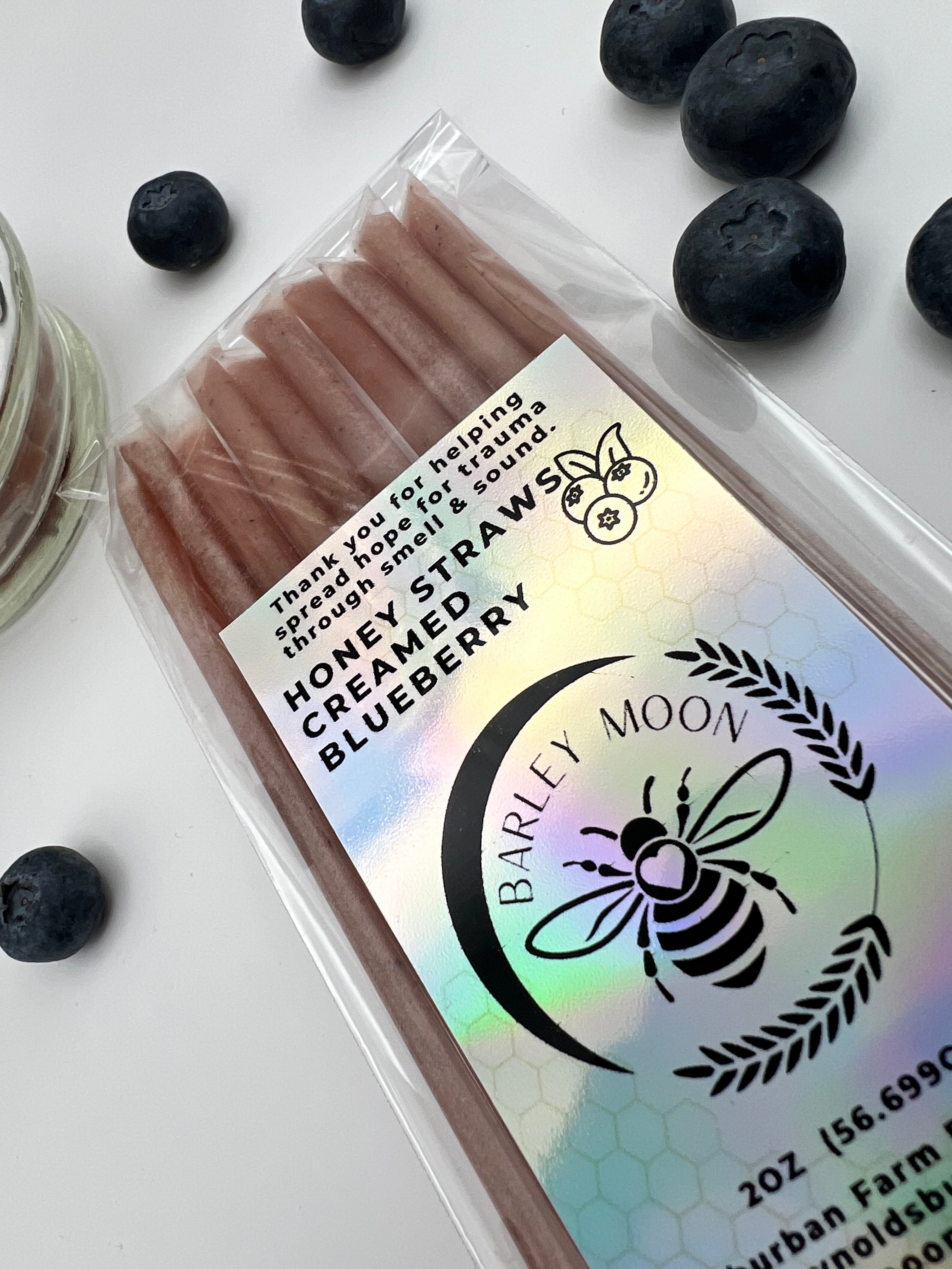 Honey Straws - Creamed Blueberry - Barley Moon Botanicals - Pure Honey, Natural Ingredients