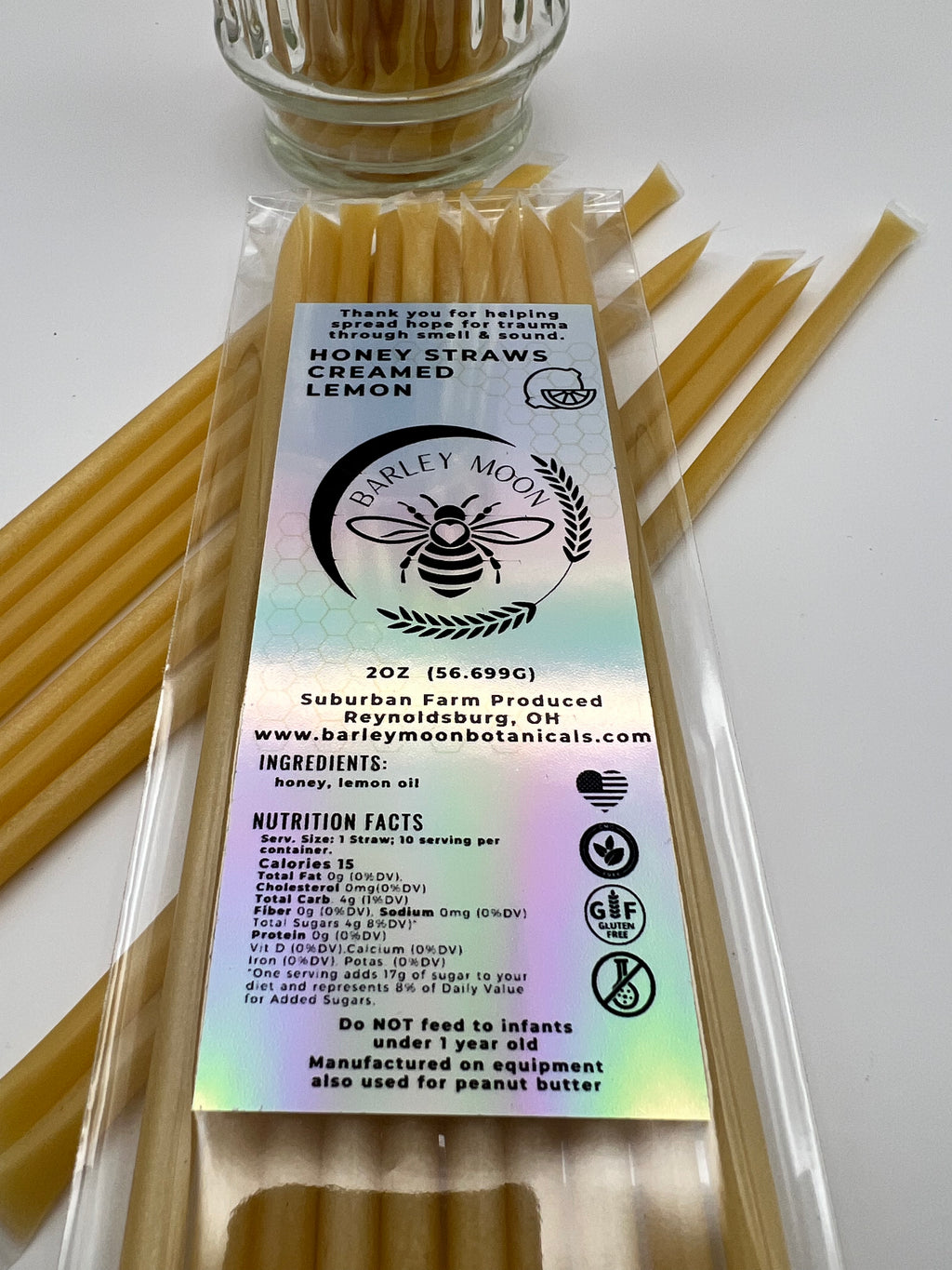 Honey Straws - Creamed Apple Pie Spice - Barley Moon Botanicals - Pure Honey, Natural Ingredients