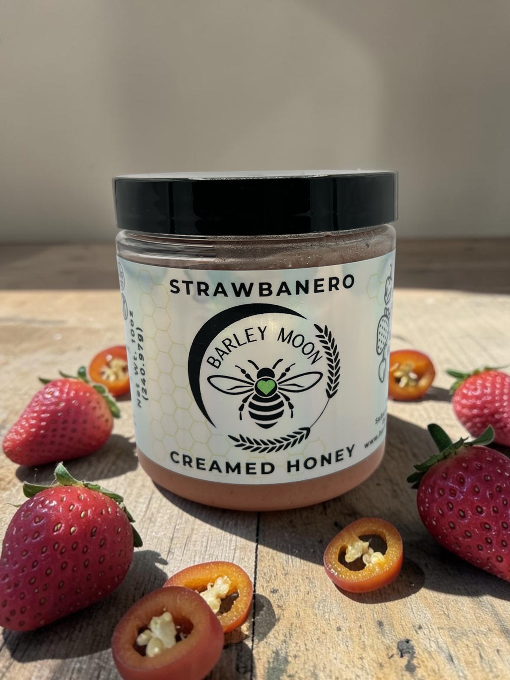 Strawbanero Creamed Honey - Barley Moon Botanicals - Pure Honey, Natural Ingredients