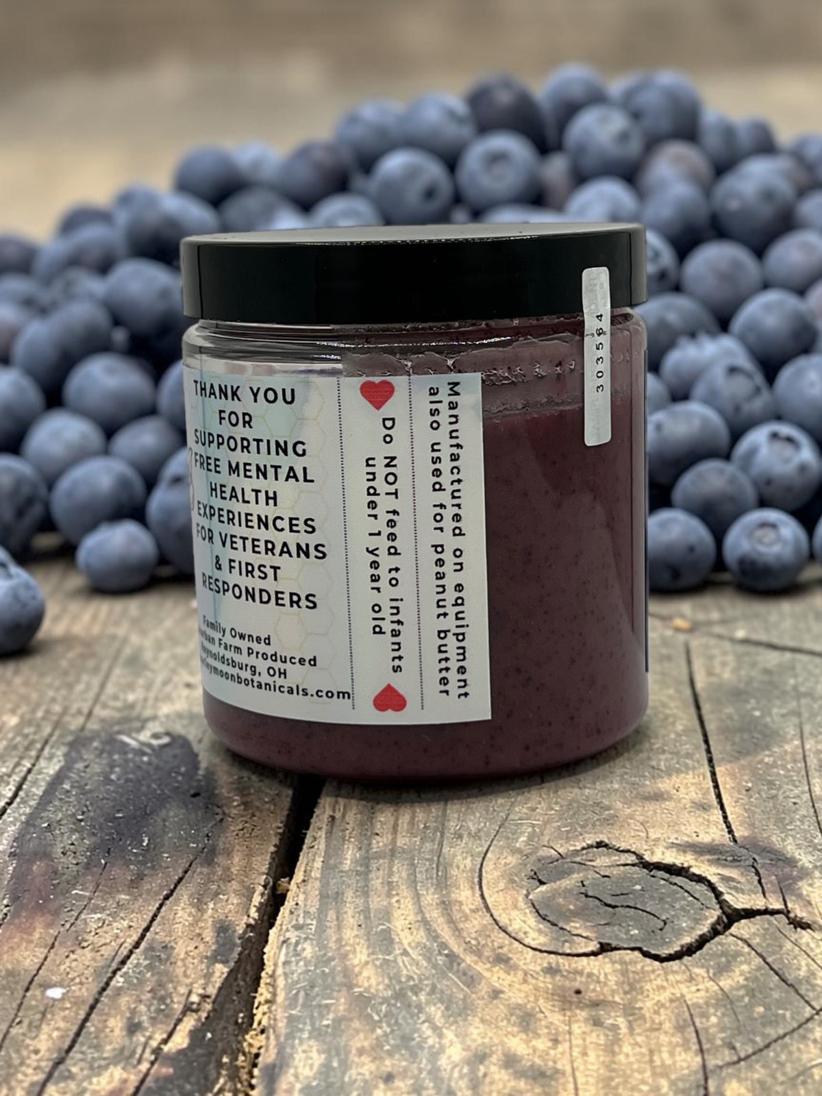 Barley Moon Botanicals Blue Bliss blueberry creamed honey jar