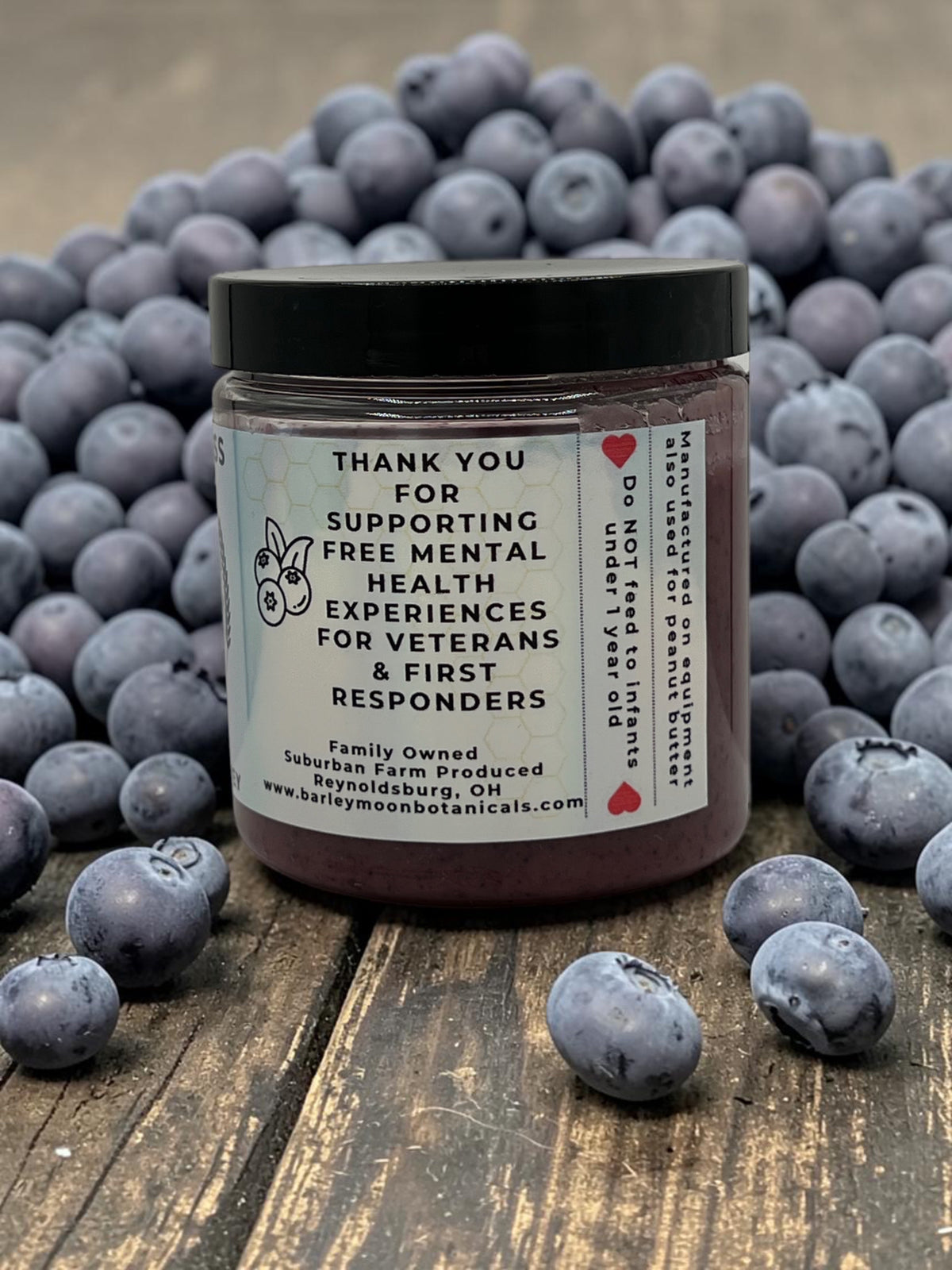 Barley Moon Botanicals Blue Bliss blueberry creamed honey jar