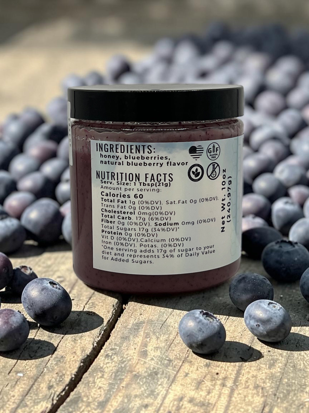 Barley Moon Botanicals Blue Bliss blueberry creamed honey jar