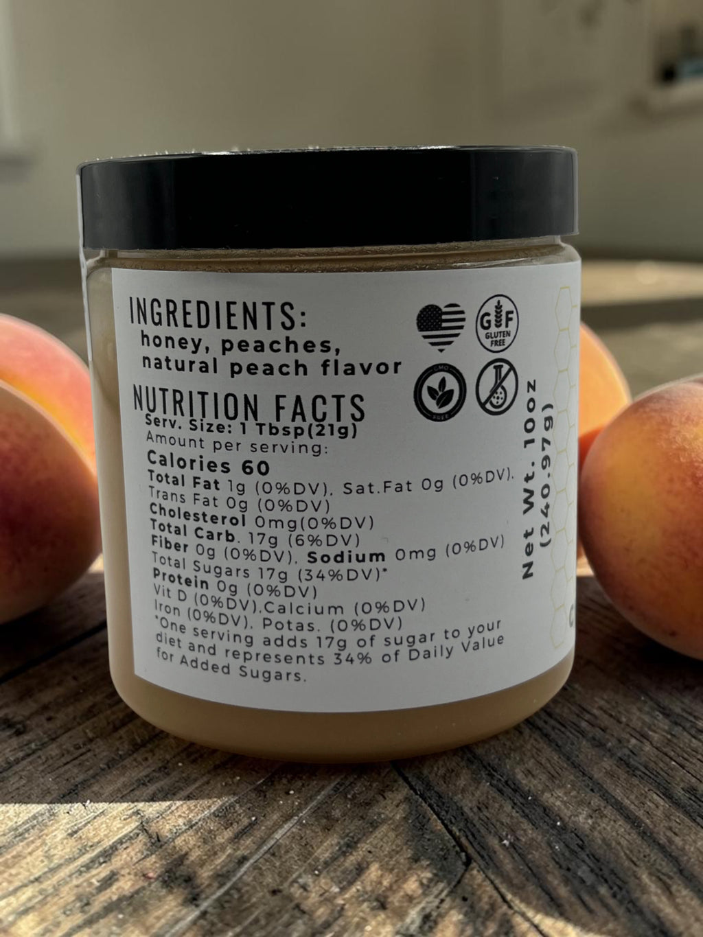 Peach Creamed Honey - Barley Moon Botanicals - Pure Honey, Natural Ingredients