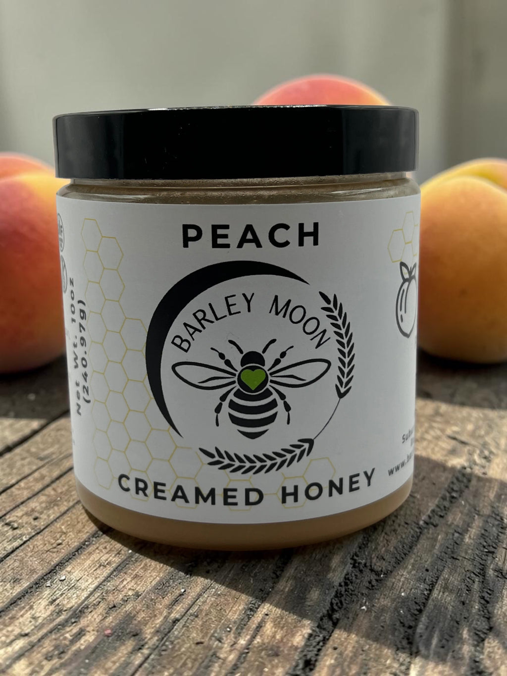 Peach Creamed Honey - Barley Moon Botanicals - Pure Honey, Natural Ingredients