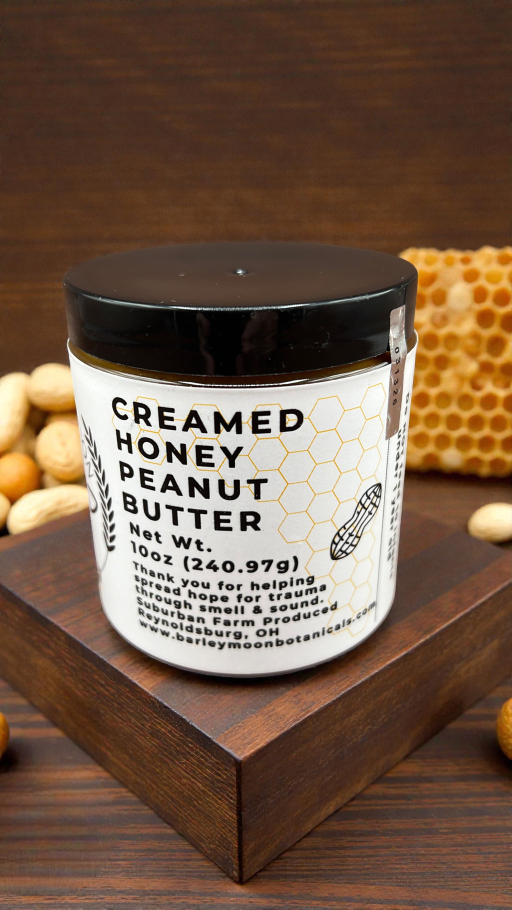 Creamed Honey Peanut Butter - Barley Moon Botanicals -  Pure Honey, Natural Ingredients
