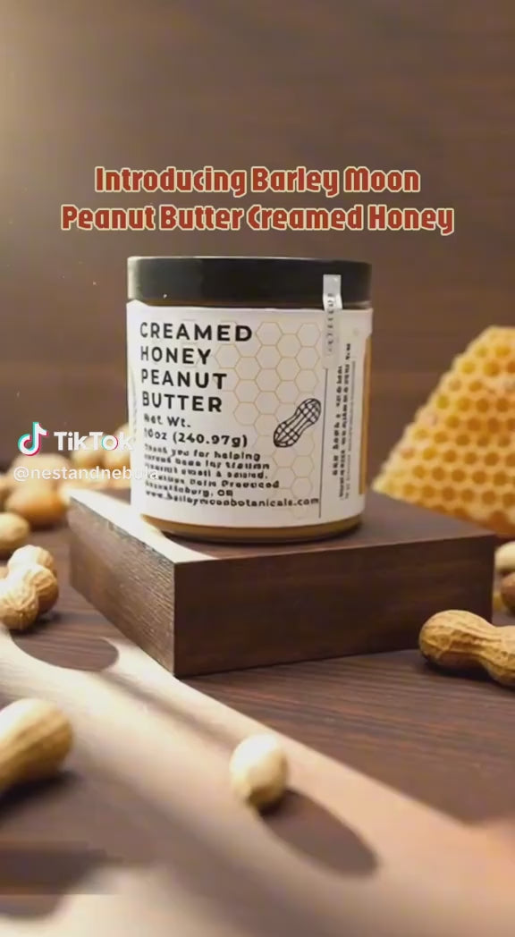 Peanut Butter Creamed Honey  - Barley Moon Botanicals -  Pure Honey, Natural Ingredients
