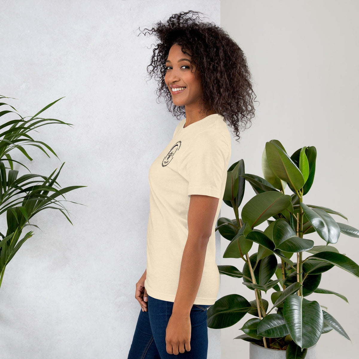 Barley Moon Botanicals unisex heather grey t-shirt featuring a mental health awareness graphic on the back.